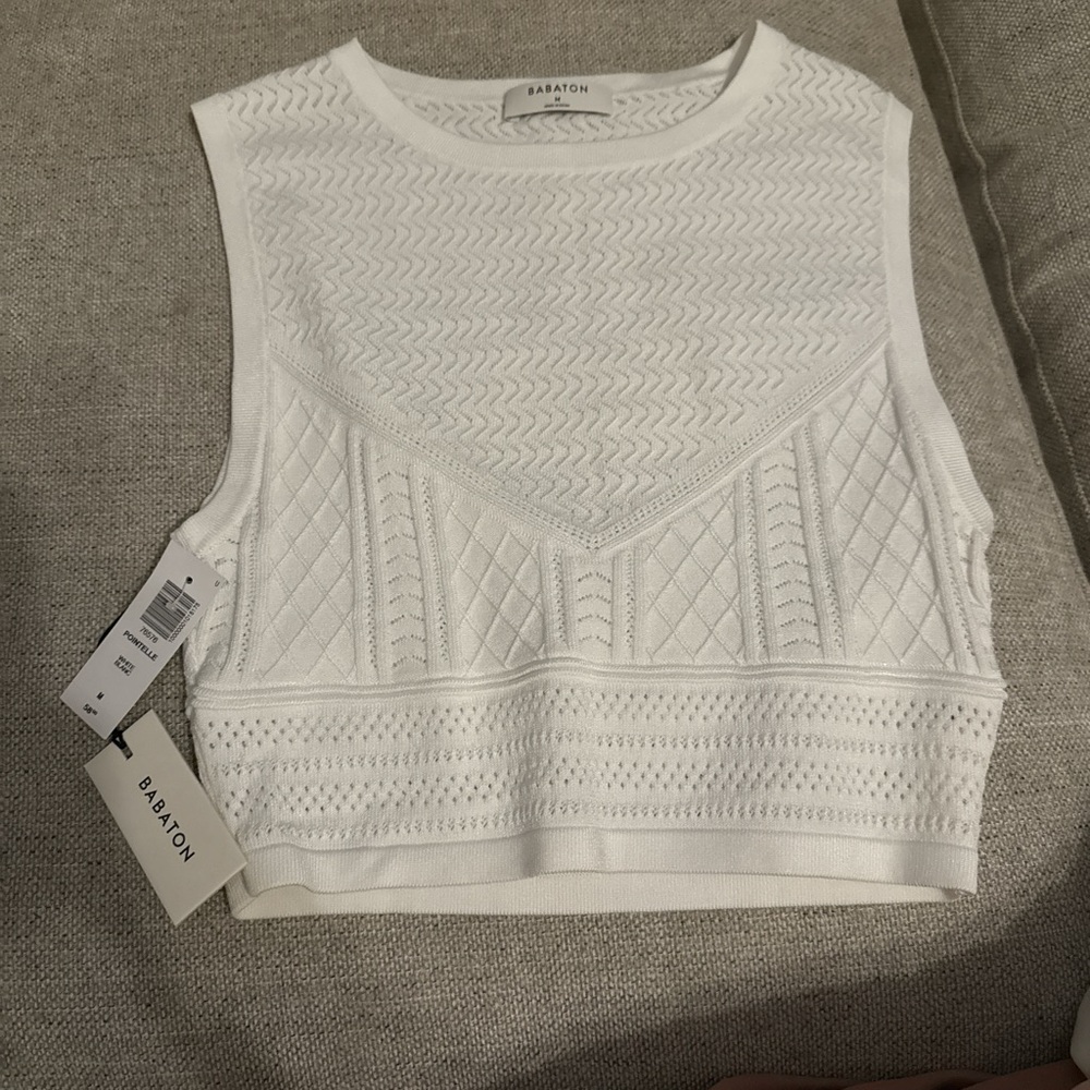 Aritzia Babaton Textured White Tank Top